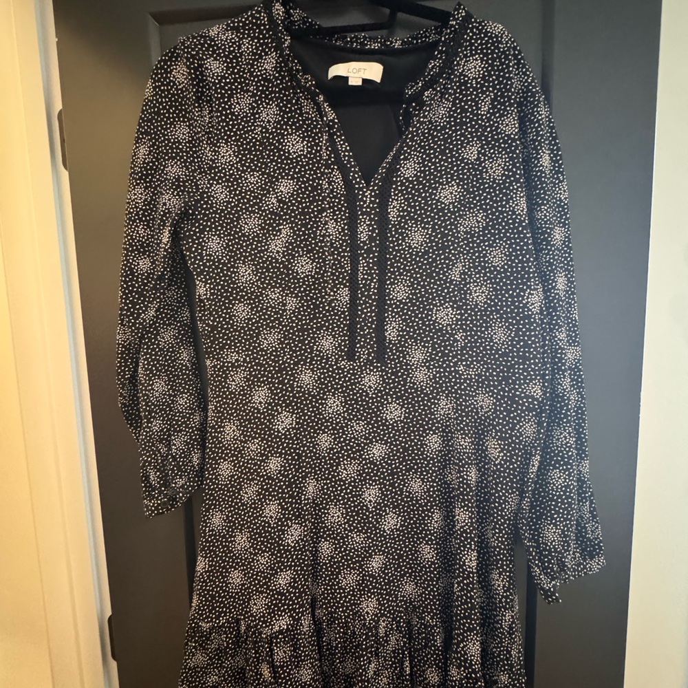 Loft Black and White dots Dress